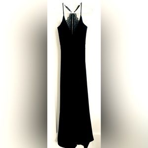 Black pantsuit with lace halter back
